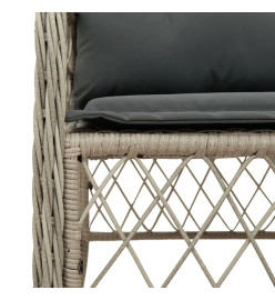 Ensemble à manger de jardin et coussins 7 pcs gris clair rotin