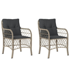 Chaises de jardin coussins lot de 2 gris clair résine tressée