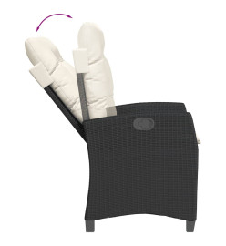 Chaise inclinable de jardin avec coussins noir résine tressée