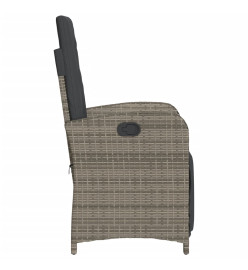 Ensemble de bistro 3 pcs avec coussins gris résine tressée