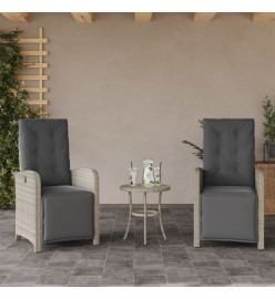 Chaises inclinables de jardin lot de 2 avec repose-pied rotin