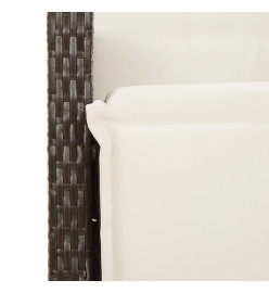 Ensemble à manger de jardin 5 pcs et coussins marron poly rotin