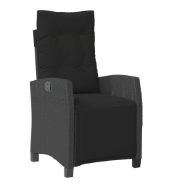 Ensemble à manger de jardin coussins 7pcs Noir Résine tressée
