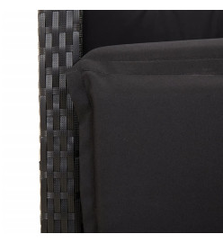 Ensemble à manger de jardin 9pcs coussins noir résine tressée