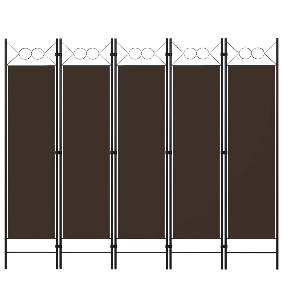 Cloison de séparation 5 panneaux Marron 200x180 cm