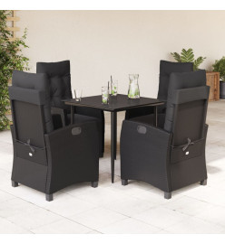 Ensemble à manger de jardin coussins 5pcs Noir Résine tressée