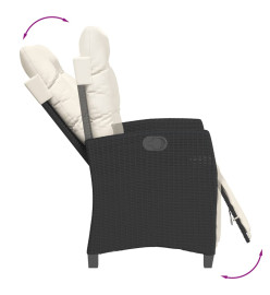Ensemble à manger de jardin coussins 7pcs Noir Résine tressée