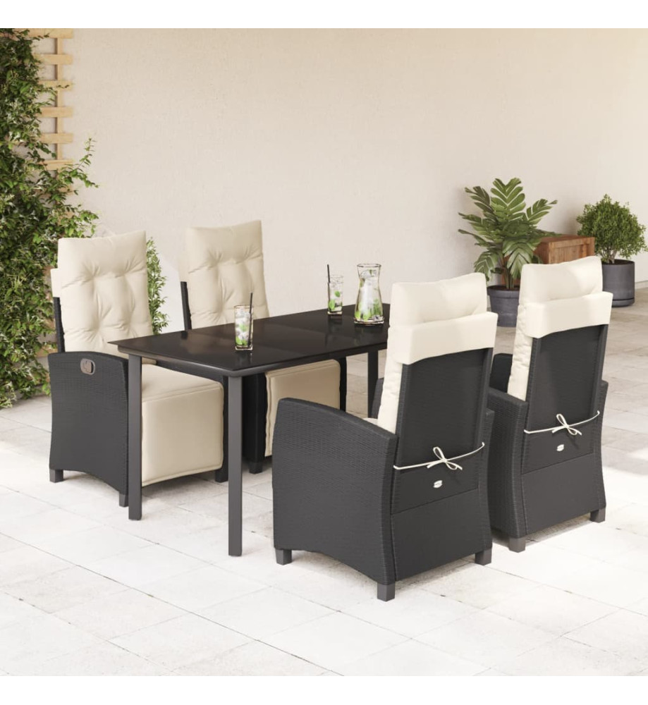 Ensemble à manger de jardin coussins 5pcs Noir Résine tressée Ensemble à manger de jardin coussins 5pcs Noir Résine tressée