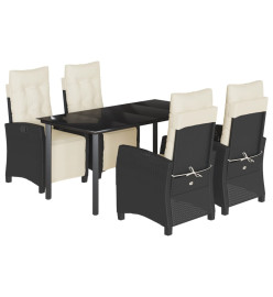 Ensemble à manger de jardin coussins 5pcs Noir Résine tressée