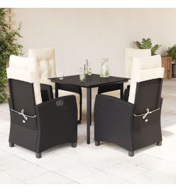 Ensemble à manger de jardin coussins 5pcs Noir Résine tressée