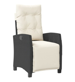 Chaise inclinable de jardin et repose-pied noir résine tressée