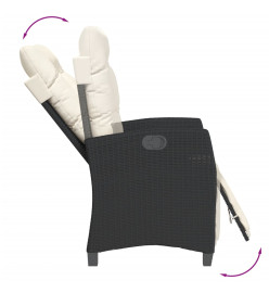 Chaise inclinable de jardin et repose-pied noir résine tressée