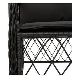 Ensemble à manger de jardin coussins 5pcs Noir Résine tressée