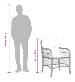 Ensemble à manger de jardin et coussins 9 pcs marron poly rotin