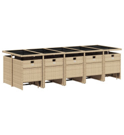 Ensemble à manger de jardin et coussins 15 pcs mélange beige