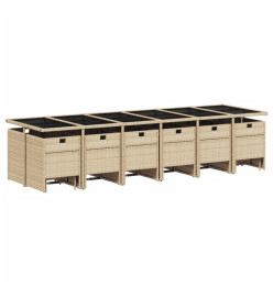 Ensemble à manger de jardin et coussins 17 pcs mélange beige