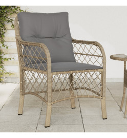 Chaises de jardin avec coussins lot de 2 mélange beige rotin