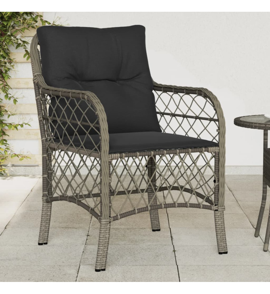 Chaises de jardin avec coussins lot de 2 gris résine tressée Chaises de jardin avec coussins lot de 2 gris résine tressée