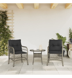 Chaises de jardin avec coussins lot de 2 gris résine tressée