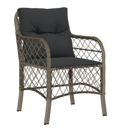 Ensemble à manger de jardin 5 pcs coussins gris résine tressée