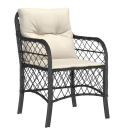 Ensemble à manger de jardin coussins 5pcs Noir Résine tressée
