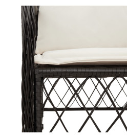 Ensemble à manger de jardin coussins 5pcs Noir Résine tressée
