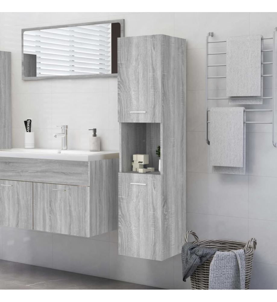 Armoire de bain Sonoma gris 30x30x130 cm Bois d'ingénierie