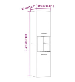 Armoire de bain Sonoma gris 30x30x130 cm Bois d'ingénierie