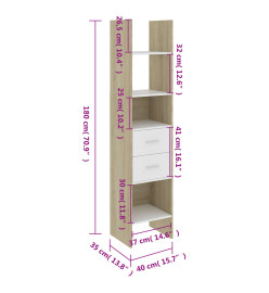 Bibliothèque Blanc et chêne Sonoma 40x35x180 cm Aggloméré