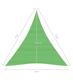 Voile d'ombrage 160 g/m² Vert clair 5x6x6 m PEHD