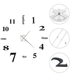 Horloge murale 3D Design moderne 100 cm XXL Noir