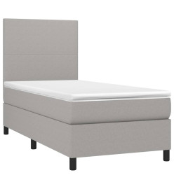 Sommier tapissier matelas et LED Gris clair 100x200 cm Tissu