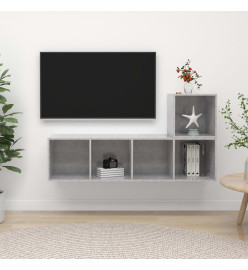 Ensemble de meuble TV 2 pcs Gris béton Aggloméré