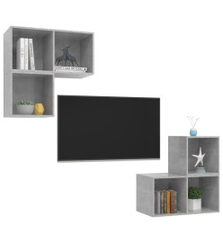 Ensemble de meuble TV 4 pcs Gris béton Aggloméré