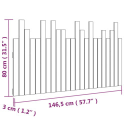 Tête de lit murale Gris 146,5x3x80 cm Bois massif de pin