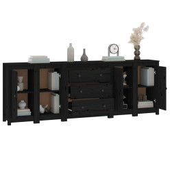 Buffet Noir 230x35x80 cm Bois massif de pin