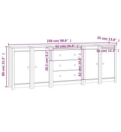 Buffet Noir 230x35x80 cm Bois massif de pin