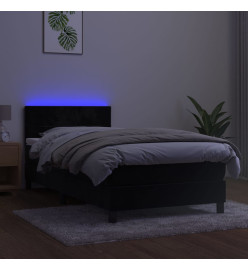 Sommier tapissier avec matelas et LED Noir 100x200 cm Velours