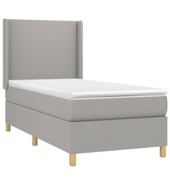 Sommier tapissier matelas et LED Gris clair 100x200 cm Tissu