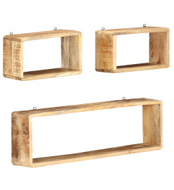 Ensemble d'étagère cube 3 pcs Bois solide de manguier