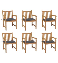 Chaises de jardin 6 pcs avec coussins anthracite Bois de teck