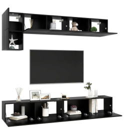 Ensemble de meuble TV 5 pcs Noir Aggloméré