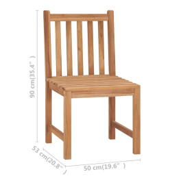 Chaises de jardin 4 pcs avec coussins Bois de teck massif