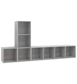 Ensemble de meuble TV 3 pcs Gris béton Aggloméré