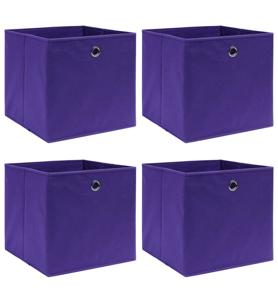 Boîtes de rangement 4 pcs Tissu intissé 28x28x28 cm Violet