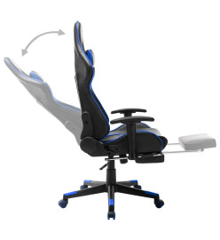 Chaise de jeu avec repose-pied Noir et bleu Cuir artificiel