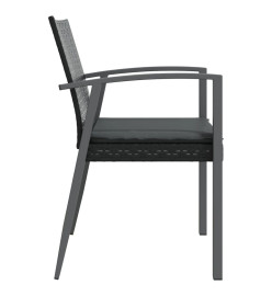 Chaises de jardin et coussins lot de 2 noir 56,5x57x83 cm rotin