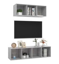 Ensemble de meuble TV 2 pcs Gris béton Aggloméré