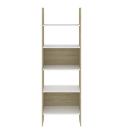 Ensemble de bibliothèque 4 pcs Blanc et chêne sonoma Aggloméré