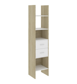 Ensemble de bibliothèque 4 pcs Blanc et chêne sonoma Aggloméré